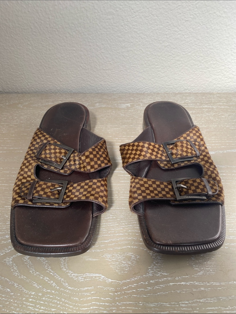 Louis Vuitton Vintage Brown Damier Calf Skin Men’s Sandals 7.5